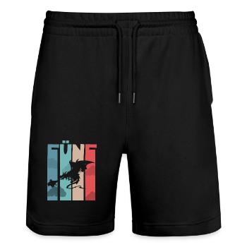Drache 5. Geburtstag Kinder Drachen - Stanley/Stella Unisex Bio Joggingshorts Trainer  - Schwarz - Vorne - Nik (191cm) & Marisol (170cm)