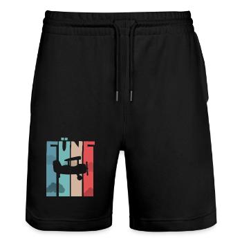 Flugzeug 5 Jahre Kinder - Stanley/Stella Unisex Bio Joggingshorts Trainer  - Schwarz - Vorne - Nik (191cm) & Marisol (170cm)