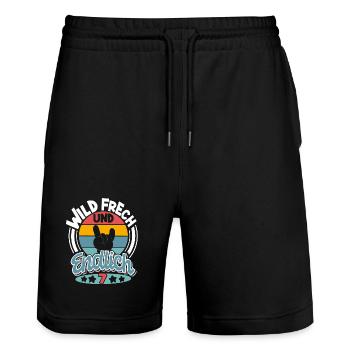 7 Jahre Wild Frech Und Endlich 7 - Stanley/Stella Unisex Bio Joggingshorts Trainer  - Schwarz - Vorne - Nik (191cm) & Marisol (170cm)
