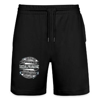 Sozialpädagoge - Stanley/Stella Unisex Bio Joggingshorts Trainer  - Schwarz - Vorne - Nik (191cm) & Marisol (170cm)