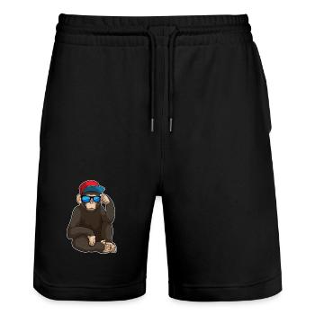 Affe Sonnenbrille - Stanley/Stella Unisex Bio Joggingshorts Trainer  - Schwarz - Vorne - Nik (191cm) & Marisol (170cm)
