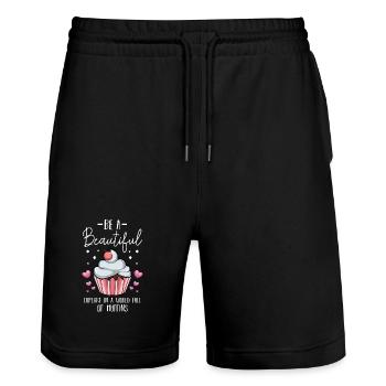 Be a pretty cupcake in the Muffin Sea - Stanley/Stella Trainer Unisex Organic Jogging Shorts - black - Front - Nik (191cm) & Marisol (170cm)