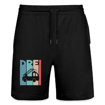 Feuerwehr 3 Jahre Kinder - Stanley/Stella Unisex Bio Joggingshorts Trainer  - Schwarz - Vorne - Nik (191cm) & Marisol (170cm)