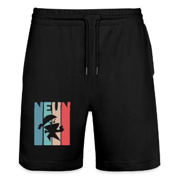 9 Jahre Ninja 9. Geburtstag - Stanley/Stella Unisex Bio Joggingshorts Trainer  - Schwarz - Vorne - Nik (191cm) & Marisol (170cm)