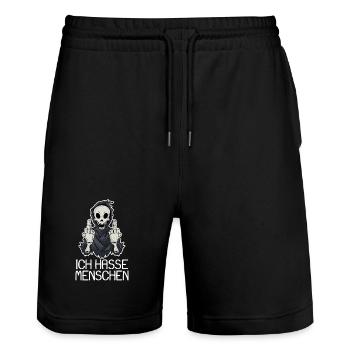 Halloween Sensenmann Ich hasse Menschen - Stanley/Stella Unisex Bio Joggingshorts Trainer  - Schwarz - Vorne - Nik (191cm) & Marisol (170cm)