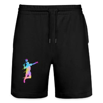 Badminton Fan Squash Coach Club Women - Stanley/Stella Trainer Unisex Organic Jogging Shorts - black - Front - Nik (191cm) & Marisol (170cm)