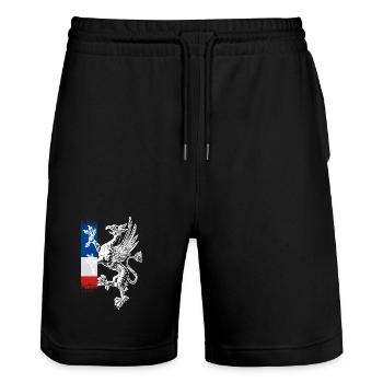 standing griffin blue white red Rostock - Stanley/Stella Trainer Unisex Organic Jogging Shorts - black - Front - Nik (191cm) & Marisol (170cm)