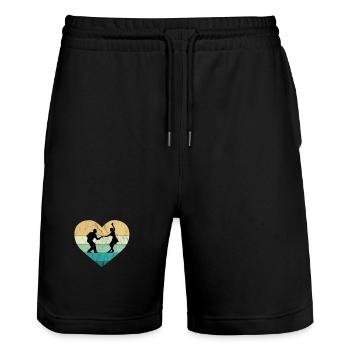 I love Rock'n Roll Tanzpaar Retro Herz - Stanley/Stella Unisex Bio Joggingshorts Trainer  - Schwarz - Vorne - Nik (191cm) & Marisol (170cm)