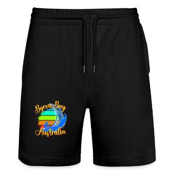 Byron Bay Australie Surf - Short de jogging bio TRAINER Stanley/Stella unisexe - noir - Devant - Nik (191cm) & Marisol (170cm)