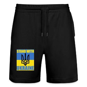 Stand With Ukraine Drapeau Trident Soutien Maillot - Short de jogging bio TRAINER Stanley/Stella unisexe - noir - Devant - Nik (191cm) & Marisol (170cm)