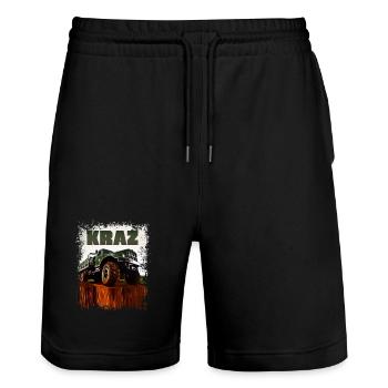 KRAZ LKW - Stanley/Stella Unisex Bio Joggingshorts Trainer  - Schwarz - Vorne - Nik (191cm) & Marisol (170cm)
