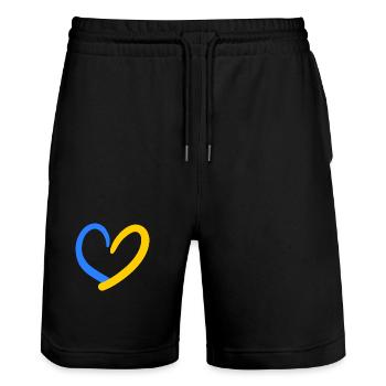 Ukraine Heart - Stanley/Stella Trainer Unisex Organic Jogging Shorts - black - Front - Nik (191cm) & Marisol (170cm)