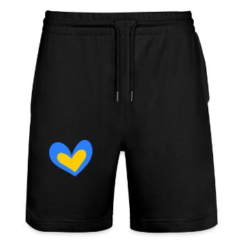 Ukraine Heart - Stanley/Stella Trainer Unisex Organic Jogging Shorts - black - Front - Nik (191cm) & Marisol (170cm)