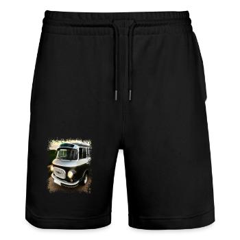 Barkas | GDR | Transporter | Ostalgia - Stanley/Stella Trainer Unisex Organic Jogging Shorts - black - Front - Nik (191cm) & Marisol (170cm)