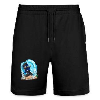 Motif Ninja pour enfants - Short de jogging bio TRAINER Stanley/Stella unisexe - noir - Devant - Nik (191cm) & Marisol (170cm)