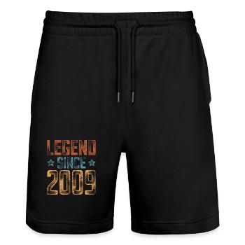 2009 Naissance Année de naissance Anniversaire - Short de jogging bio TRAINER Stanley/Stella unisexe - noir - Devant - Nik (191cm) & Marisol (170cm)