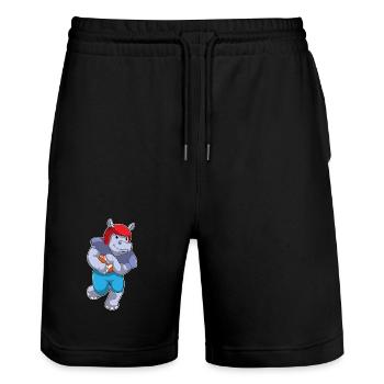 Hippopotamus American Football Sports - Stanley/Stella Trainer Unisex Organic Jogging Shorts - black - Front - Nik (191cm) & Marisol (170cm)