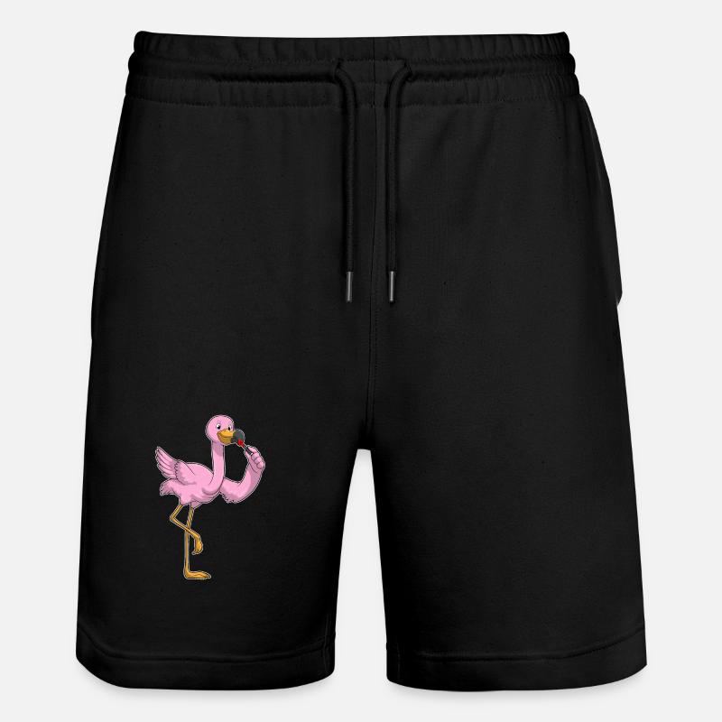 Flamingo mit Lippenstift - Stanley/Stella Unisex Bio Joggingshorts Trainer - Schwarz