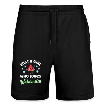 Pastèque Kawaii Melon - Short de jogging bio TRAINER Stanley/Stella unisexe - noir - Devant - Nik (191cm) & Marisol (170cm)