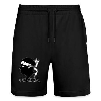 Corsica Drapeau Tête de Maure - Short de jogging bio TRAINER Stanley/Stella unisexe - noir - Devant - Nik (191cm) & Marisol (170cm)
