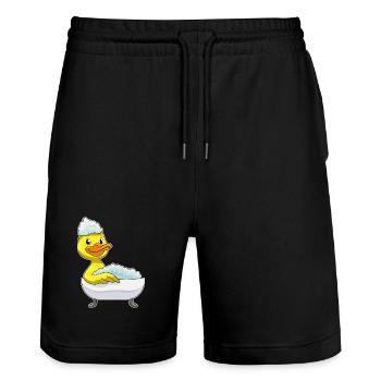 Duck Bathing Bathtub - Stanley/Stella Trainer Unisex Organic Jogging Shorts - black - Front - Nik (191cm) & Marisol (170cm)