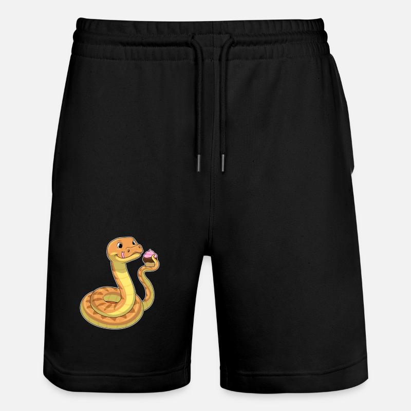 Schlange mit Muffin - Stanley/Stella Unisex Bio Joggingshorts Trainer  - Schwarz