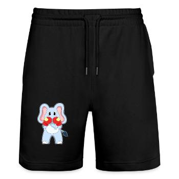 Elefant Boxer Boxhandschuhe Boxen - Stanley/Stella Unisex Bio Joggingshorts Trainer  - Schwarz - Vorne - Nik (191cm) & Marisol (170cm)
