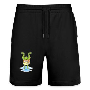 Frosch Taucher Schnorchel Tauchen - Stanley/Stella Unisex Bio Joggingshorts Trainer  - Schwarz - Vorne - Nik (191cm) & Marisol (170cm)