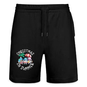 Wichtel Christmas In Summer Tropical - Stanley/Stella Trainer Unisex Organic Jogging Shorts - black - Front - Nik (191cm) & Marisol (170cm)