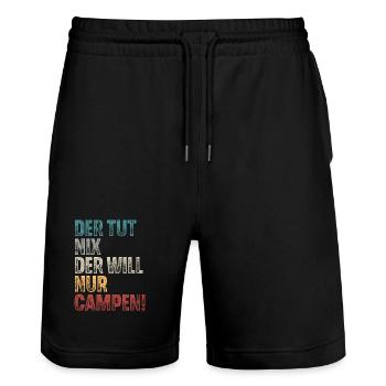 Campen Camping Retro Vintage - Stanley/Stella Unisex Bio Joggingshorts Trainer  - Schwarz - Vorne - Nik (191cm) & Marisol (170cm)