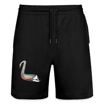 Segeln Segler Segelboot Retro Vintage - Stanley/Stella Unisex Bio Joggingshorts Trainer  - Schwarz - Vorne - Nik (191cm) & Marisol (170cm)