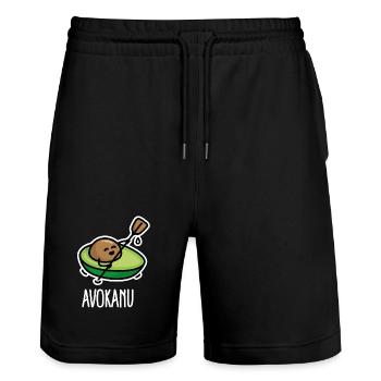Avokanu lustige Kanu Kanusport Avocado Kajak - Stanley/Stella Unisex Bio Joggingshorts Trainer  - Schwarz - Vorne - Nik (191cm) & Marisol (170cm)