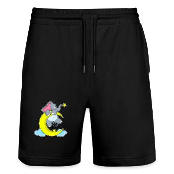 Elephant Moon - Stanley/Stella Trainer Unisex Organic Jogging Shorts - black - Front - Nik (191cm) & Marisol (170cm)