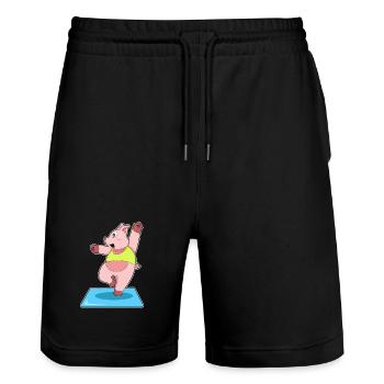 Gymnastique de fitness Yoga des cochons - Short de jogging bio TRAINER Stanley/Stella unisexe - noir - Devant - Nik (191cm) & Marisol (170cm)