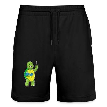 Schildkröte Lehrer Buch Schule - Stanley/Stella Unisex Bio Joggingshorts Trainer  - Schwarz - Vorne - Nik (191cm) & Marisol (170cm)