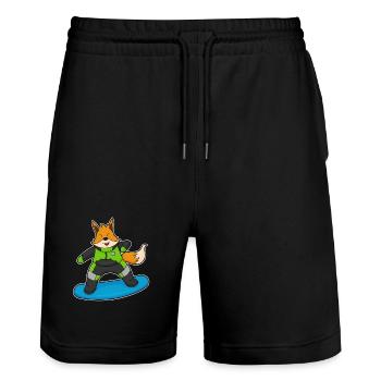 Fuchs Snowboarder Snowboard - Stanley/Stella Trainer Unisex Organic Jogging Shorts - black - Front - Nik (191cm) & Marisol (170cm)