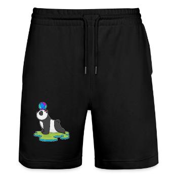 Panda Yoga Fitness Gymnastik - Stanley/Stella Unisex Bio Joggingshorts Trainer  - Schwarz - Vorne - Nik (191cm) & Marisol (170cm)