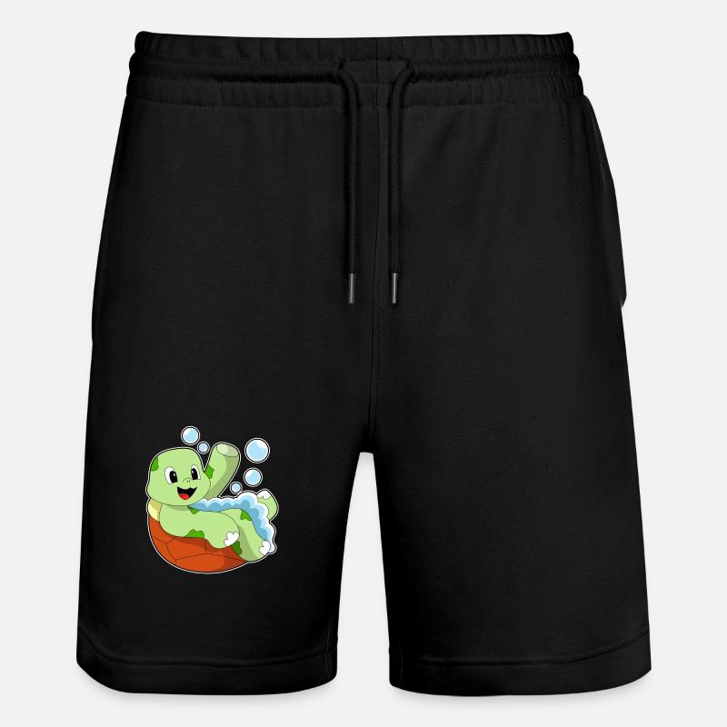 Turtle bathing with foam - Stanley/Stella Trainer Unisex Organic Jogging Shorts - black