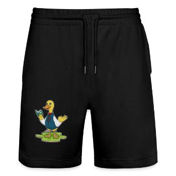 Duck Teacher Book School - Stanley/Stella Trainer Unisex Organic Jogging Shorts - black - Front - Nik (191cm) & Marisol (170cm)