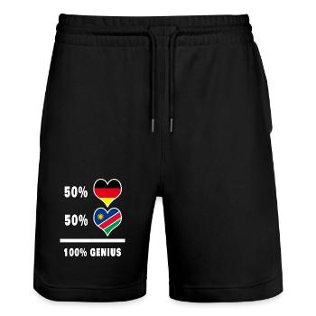 Germany and Namibia 100% Ingenious / Gift - Stanley/Stella Trainer Unisex Organic Jogging Shorts - black - Front - Nik (191cm) & Marisol (170cm)