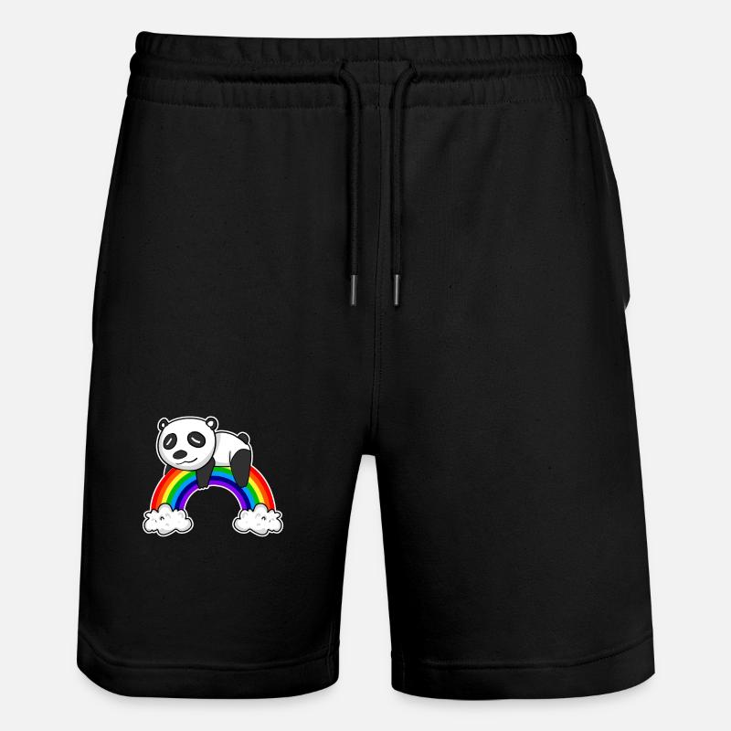 Rainbow Panda - Stanley/Stella Trainer Unisex Organic Jogging Shorts - black