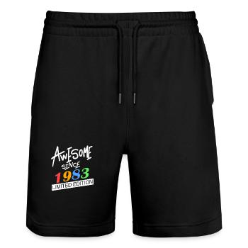 1983 - Jahrgang 1983 - Fantastisch seit 1983 - Stanley/Stella Unisex Bio Joggingshorts Trainer  - Schwarz - Vorne - Nik (191cm) & Marisol (170cm)