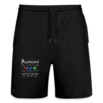 Vintage 2009 - Fantastic since 2009 - Stanley/Stella Trainer Unisex Organic Jogging Shorts - black - Front - Nik (191cm) & Marisol (170cm)