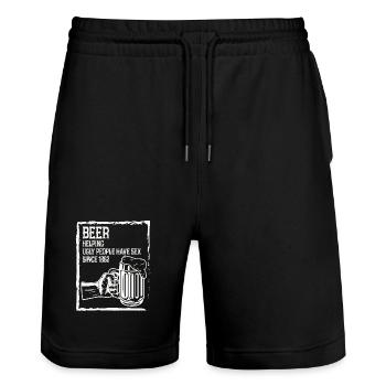 Beer Drinker Beer Drinking Booze Tour Men - Stanley/Stella Trainer Unisex Organic Jogging Shorts - black - Front - Nik (191cm) & Marisol (170cm)