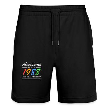 1988 - Born 1988 - Fantastic since 1988 - Stanley/Stella Trainer Unisex Organic Jogging Shorts - black - Front - Nik (191cm) & Marisol (170cm)