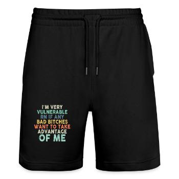 I'm Very Vulnerable RN - Stanley/Stella Unisex Bio Joggingshorts Trainer  - Schwarz - Vorne - Nik (191cm) & Marisol (170cm)