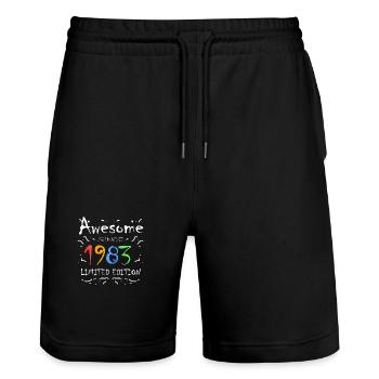 1983 - Jahrgang 1983 - Fantastisch seit 1983 - Stanley/Stella Unisex Bio Joggingshorts Trainer  - Schwarz - Vorne - Nik (191cm) & Marisol (170cm)