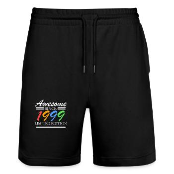 1999 - Jahrgang 1999 - Fantastisch seit 1999 - Stanley/Stella Unisex Bio Joggingshorts Trainer  - Schwarz - Vorne - Nik (191cm) & Marisol (170cm)