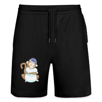 Oreiller de Sommeil Singe - Short de jogging bio TRAINER Stanley/Stella unisexe - noir - Devant - Nik (191cm) & Marisol (170cm)