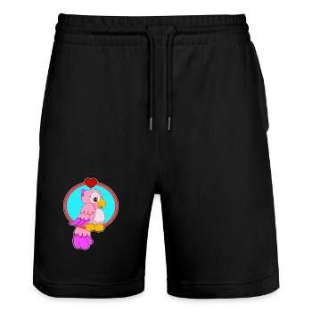 Parrot Heart - Stanley/Stella Trainer Unisex Organic Jogging Shorts - black - Front - Nik (191cm) & Marisol (170cm)